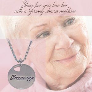 Granny Stainless Steel Charm Necklace 18" Chain